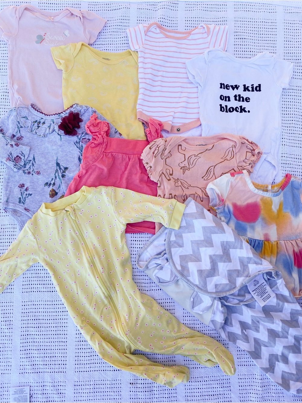 Baby Girls Summertime Bundle - Pastel Yellow, Pink, White - 100% cotton Fabric